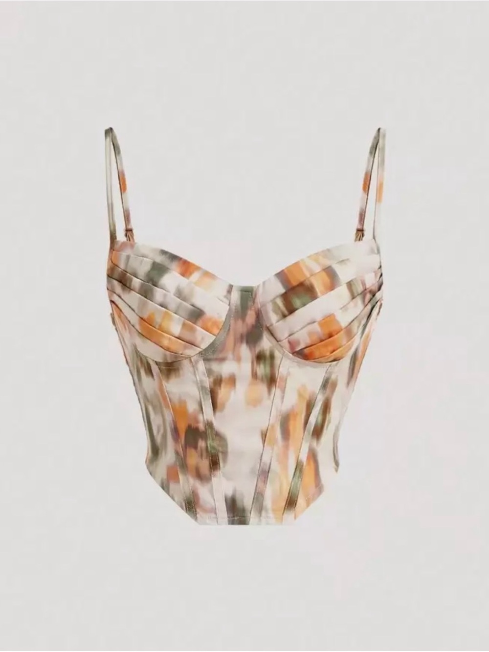 SHEIN Watercolor Faux Bustier Camisole in Beige, Orange & Green